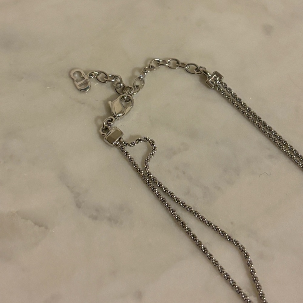 Dior Crystal Rhinestone Silver-Toned Choker Necklace - Picture 3 of 8